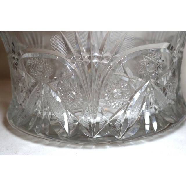 Large Vintage Handmade American Brilliant Cut Etched Crystal Centerpiece Bowl For Sale In New York - Image 6 of 12