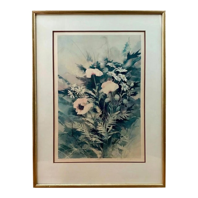 “Pink Poppies” S/N Limited Edition Botanical Print by Nancy Taylor Stonington For Sale