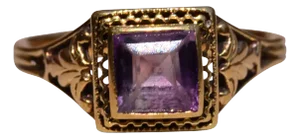 The Arnold Court: Antique Filigree Ring set with Carre Cut Amethyst