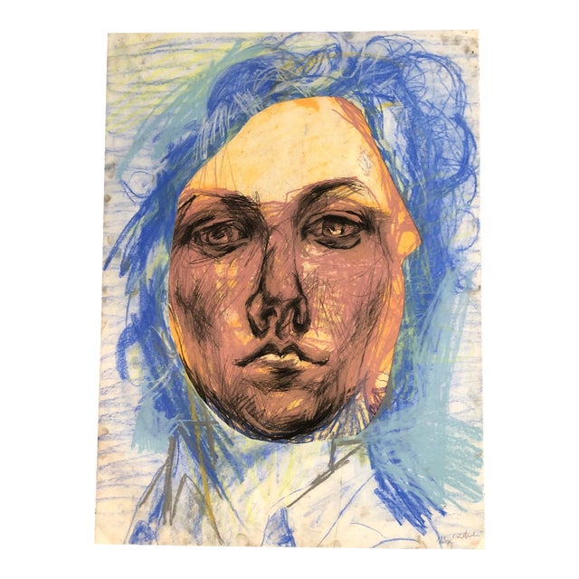 Original LargeContemporary Abstract Pastel Portrait Drawing For Sale