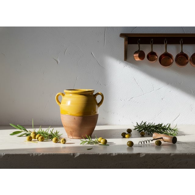 This striking vintage Italian terracotta jar captures the rustic soul of the Mediterranean in a versatile, mid-sized form....