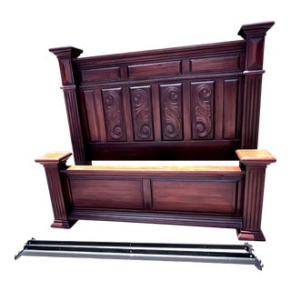 American Drew King Headboard and Footboard in Dark Brown For Sale
