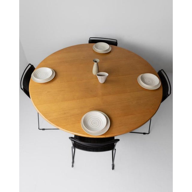 Large Vintage Italian Round Wooden Table, 1980s For Sale - Image 5 of 18