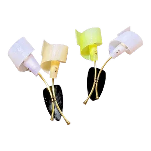 Paire of Brass & Black "Haute Couture" Sconces, France 1950's