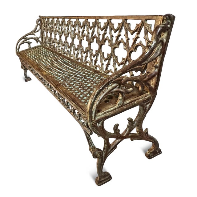 Vintage Cast Iron Moorish Garden Bench For Sale - Image 4 of 8