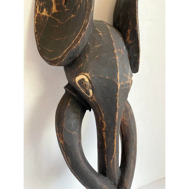 Vintage Babanki-Style Hand-Carved Elephant Wall Sculpture, Cameroon Grassfields For Sale In Los Angeles - Image 6 of 11