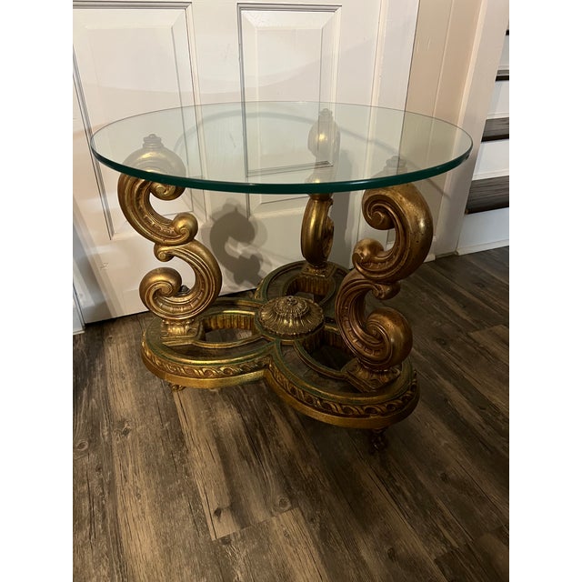 Wood 1950s Gold Gilt Table For Sale - Image 7 of 8