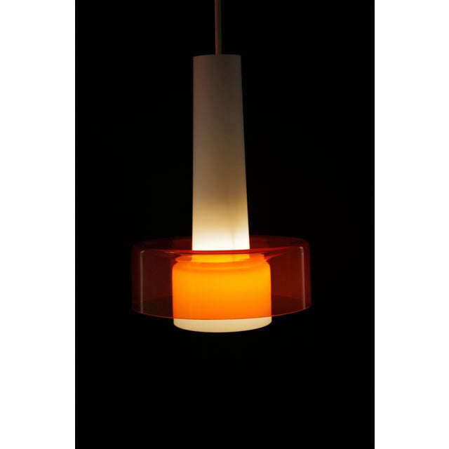 Mid 20th Century Mid-Century Opaline and Orange Glass Pendant Lights - a Pair For Sale - Image 11 of 18