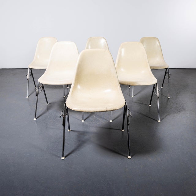 1960's original eames dss stacking off white fibreglass dining chair - large quantity available. - set of four the iconic...