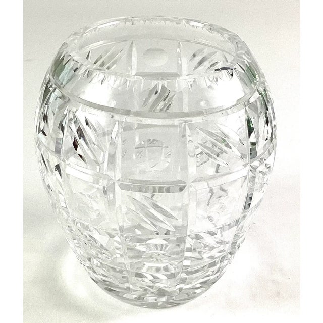 MCM-unique modern look on a cut glass rose bowl Cut in squares with bulls eyes and diagonal cuts for a modernistic take on...