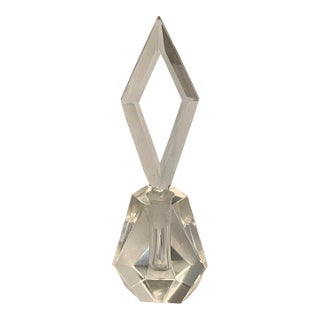 Perfume Bottle With Stopper Art Deco Clear Czech Glass For Sale