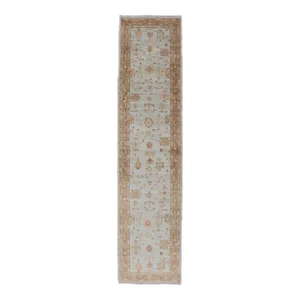 Angora Oushak Turkish Runner in Sky Blue, Brown and Red