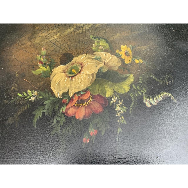 Late 19th Century 19th Century Victorian Black Lacquered Tole Tray Table For Sale - Image 5 of 6