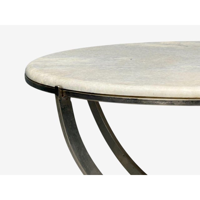 Late 20th Century Neoclassical Style, Steel, Marble, End Tables, Usa, 20th C. For Sale - Image 5 of 9