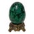 Large & Heavy Sculpted Malachite Egg Specimen Sculpture on Ornate Brass Stand For Sale