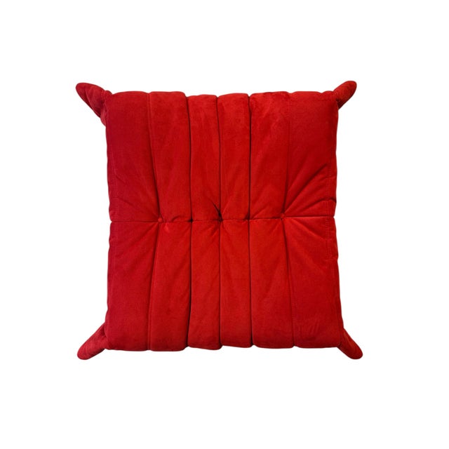 Set of Red Alcantara Togo Fireside Chair & Ottoman by Michel Ducaroy for Ligne Roset For Sale - Image 6 of 9