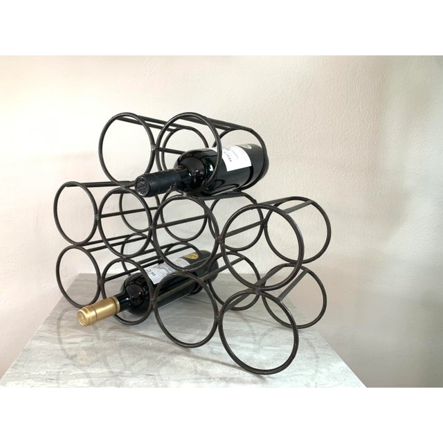 Mid 20th Century Mid-Century Modernist Welded Iron Minimalist Wine Rack For Sale - Image 5 of 10