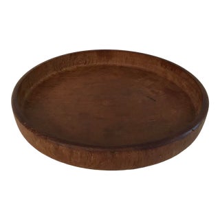 Vintage Round Wooden Tray For Sale