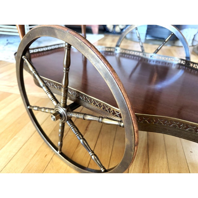 Mid-Century Bar Cart with Folding Leaves and Brass Gallery, 1960s For Sale - Image 16 of 18