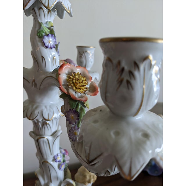 White Romantic! Pair of Vintage Von Schierholz Porcelain Candelabra Cherub Putti Candelabra, Germany For Sale - Image 8 of 12