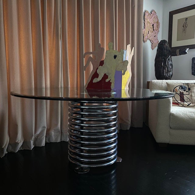 1970s Italian Modernist Round Chrome Dining Table For Sale - Image 13 of 13