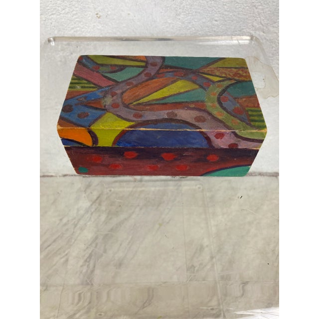 Yellow Hand Painted, Signed Box For Sale - Image 8 of 9