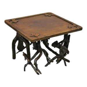 Mid 20th Century Arts & Crafts Black Forest Adirondack Branch Twig Wooden Pedestal Stand