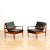 Pair of Mid Century Leather & Rosewood Lounge Chairs Attributed to Beka For Sale - Image 10 of 12