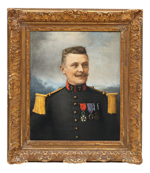 Portrait of a Decorated Gentleman with Icy Blue Eyes, Oil on Canvas, Framed