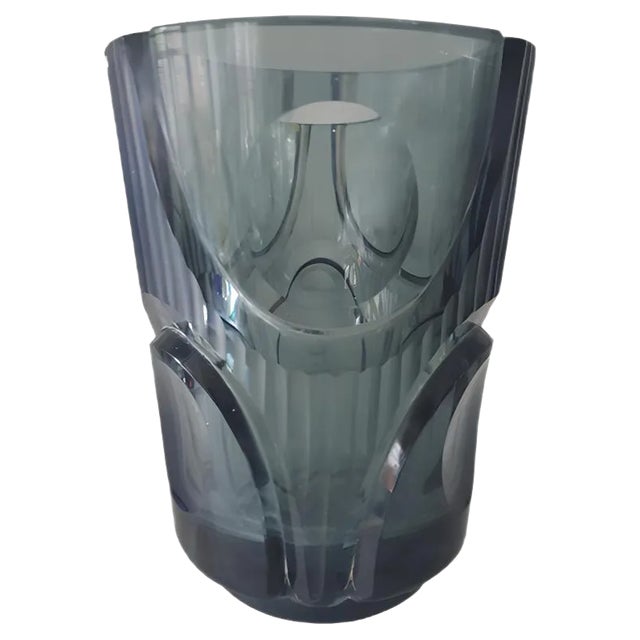 Gray Blue Art Deco Vase from Moser Böhmen, 1920s For Sale