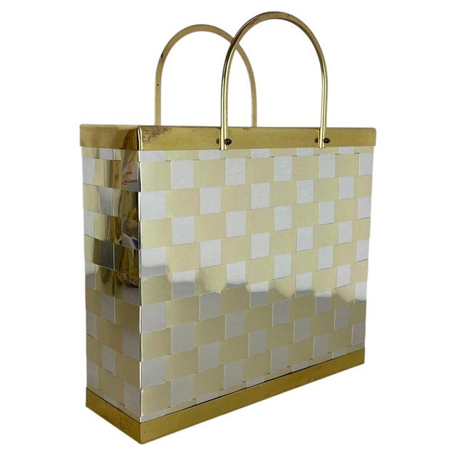 Hollywood Regency Bicolor Magazine Holder in the style of Paul Evans, Italy, 1970s For Sale - Image 16 of 16