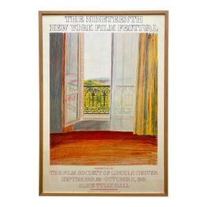 David Hockney Vintage 1981 Lithograph Print Framed Large New York Film Festival Poster " Window, Grand Hotel, Vittel " 1970