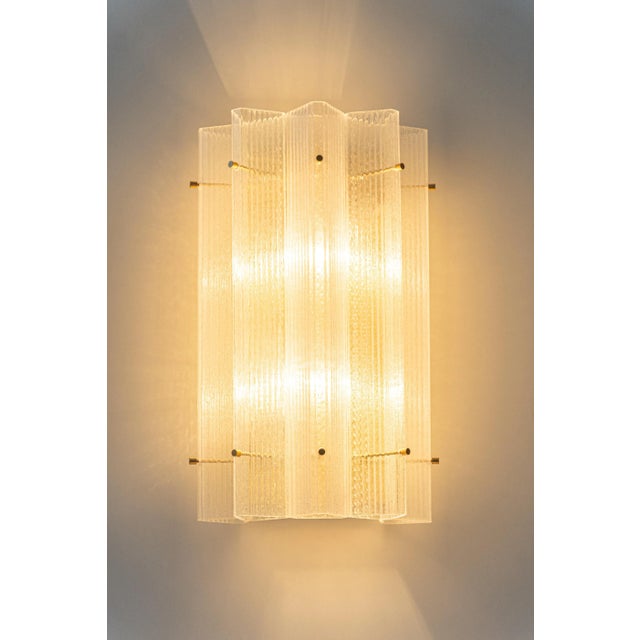 Huge Triangular Frosted Glass Wall Sconces from Limburg, Germany, 1960s, Set of 2 For Sale - Image 9 of 14