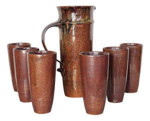 Vintage Water Service in Stoneware by Jean Cacheleux, 1970s, Set of 7