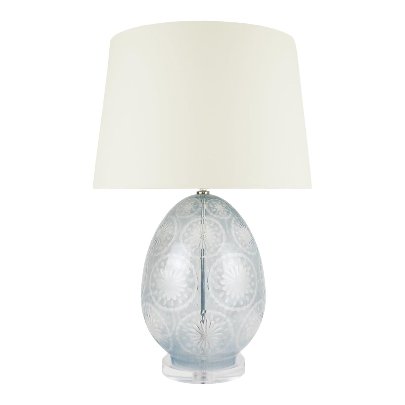 Whitney Glass Lamp With Acrylic Base With 18inch Drum Off White Silk Shade 10 5 Blue Chairish