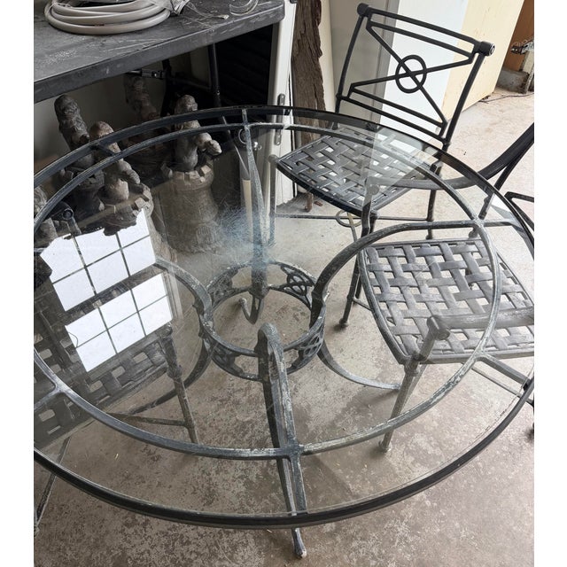 Russell Woodard Vintage Woodard Delphi Outdoor 4 Cast Aluminum Chairs For Sale - Image 4 of 12