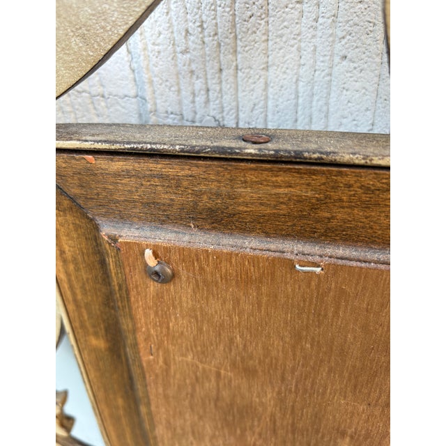 Large Vintage Mediterranean Beveled Wood & Gilt Metal Scrollwork Mirror For Sale - Image 15 of 17