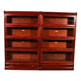 Antique Mahogany Bookcases from Globe Wernicke, 1890s, Set of 2 For Sale