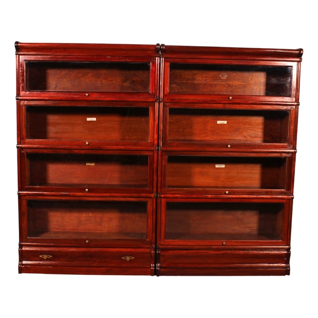 Antique Mahogany Bookcases from Globe Wernicke, 1890s, Set of 2 For Sale