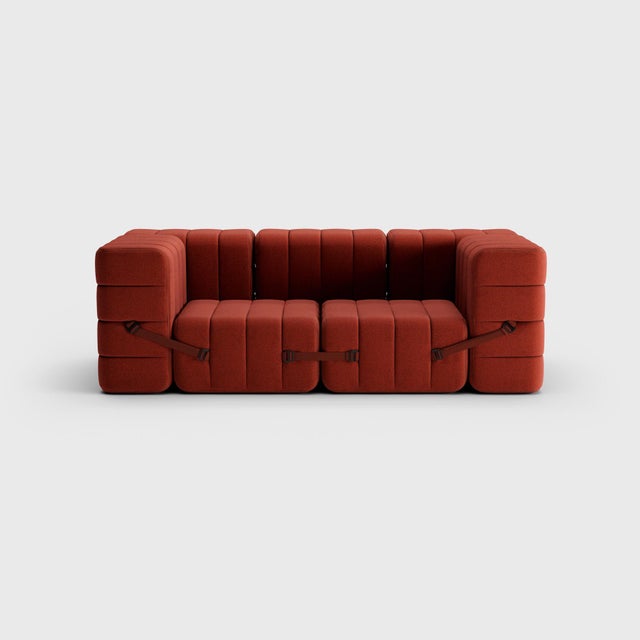 Not Yet Made - Made To Order Curt Modular Set - Flexible 2-Seater with Armrests - Dama - 0058 (Red) by Ambivalenz, Set of 7 For Sale - Image 5 of 5