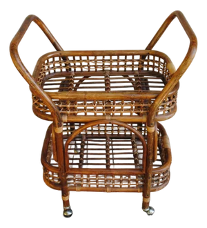 Vintage Mid Century Bamboo Dry Bar Cart