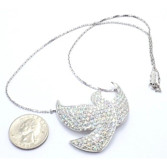 Contemporary 1990s Cartier Colombe De La Paix Dove of Peace Diamond White Gold Pendant Necklace For Sale - Image 3 of 16