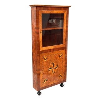 Antique Baroque Corner Glass Cabinet, 1820s For Sale
