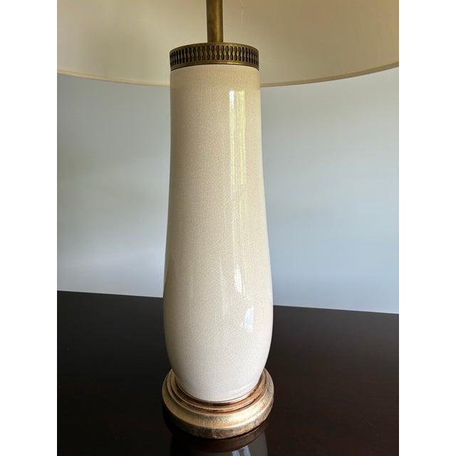 Late 20th Century Pair of Decorator Italian Crackle Glaze Ceramic Lamps For Sale In Charlotte - Image 6 of 7