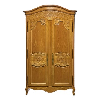 1990s Henredon “Four Centuries” Carved Oak Armoire For Sale