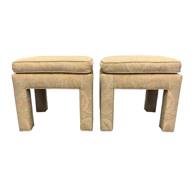 Pair Parsons Style Pillow Top Stools For Sale - Image 4 of 6