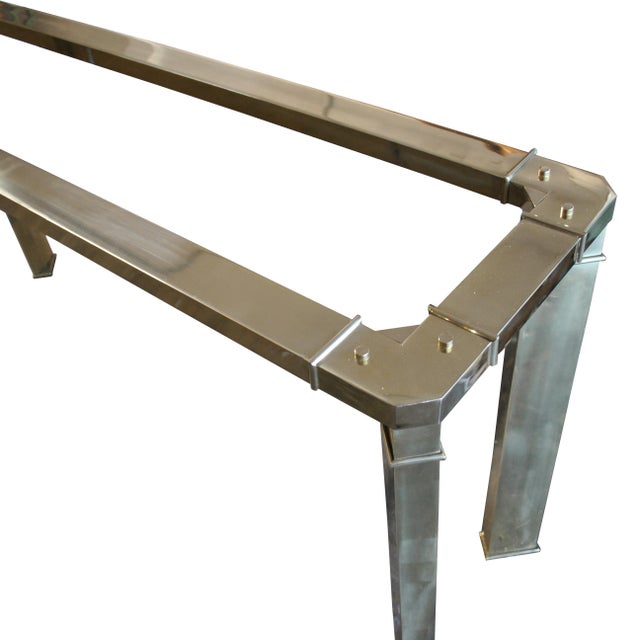 1960s Mastercraft Brass and Glass Console Sofa Table For Sale - Image 5 of 8