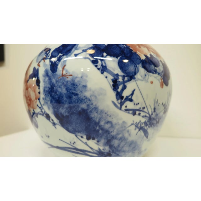 Artisan Indigo Painted Porcelain Vase For Sale - Image 9 of 10