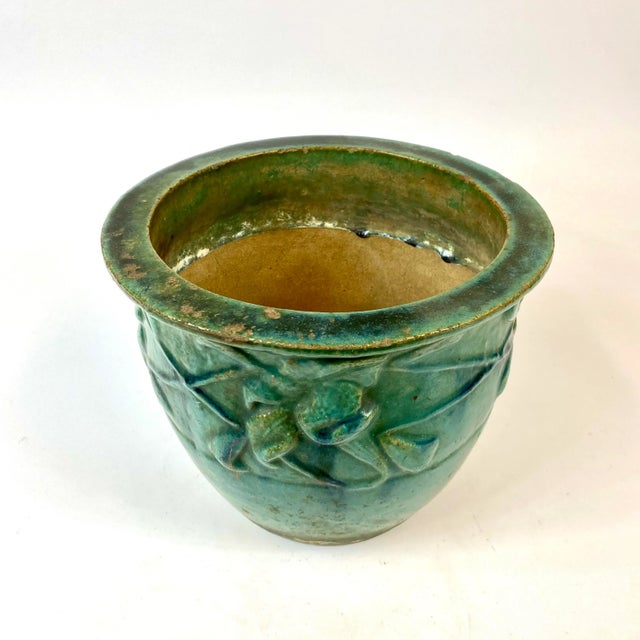 19th Century Chinese Morning Glory Turquoise Planter For Sale - Image 4 of 9