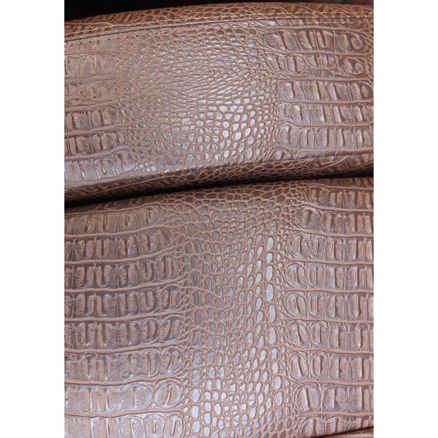 Mid Century Modern Crocodile Leather Ottoman Coffee Table For Sale In Columbus - Image 6 of 7